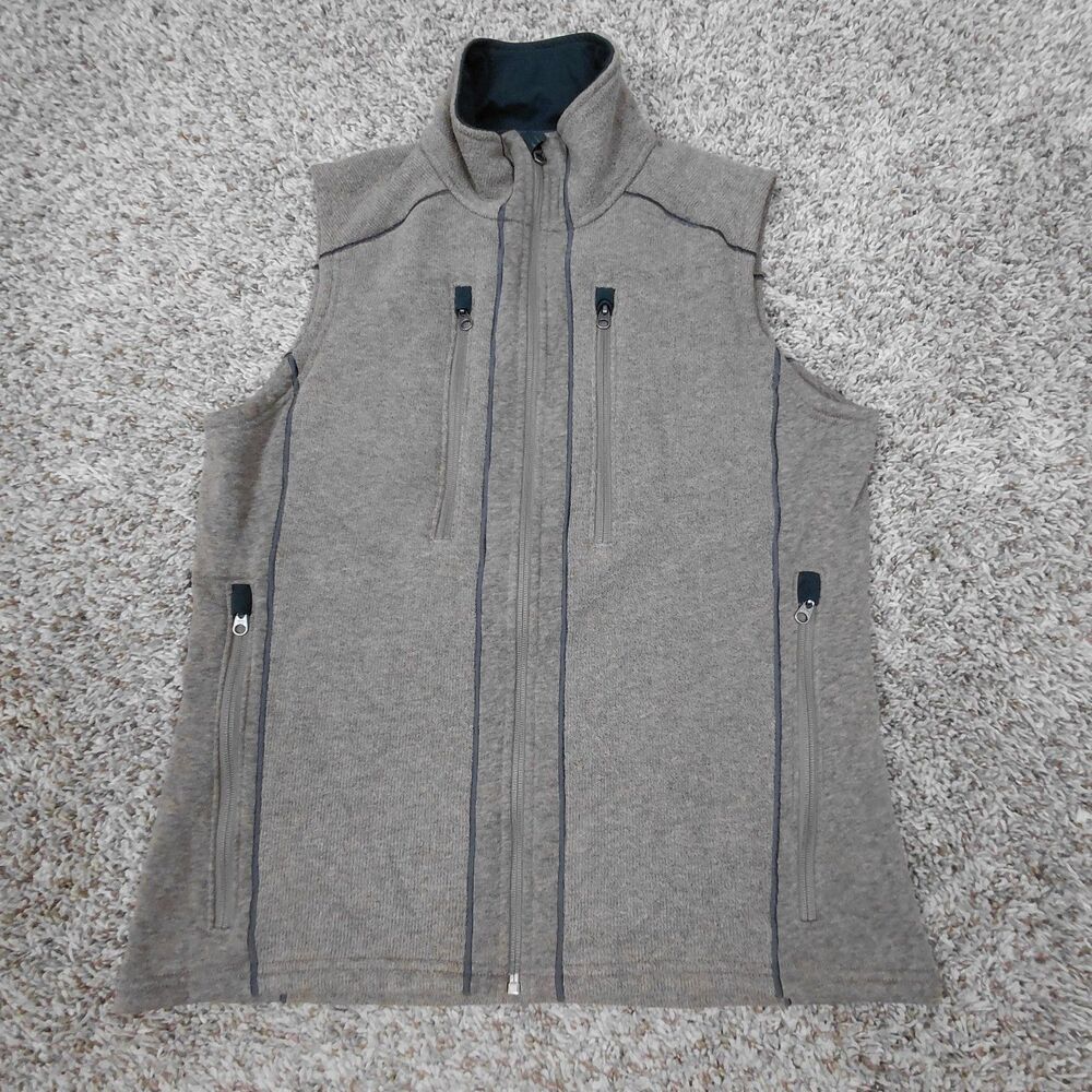 Kuhl Interceptr Fleece Vest Mens Medium Beige Full Zip Outdoor Hiking Gorpcore